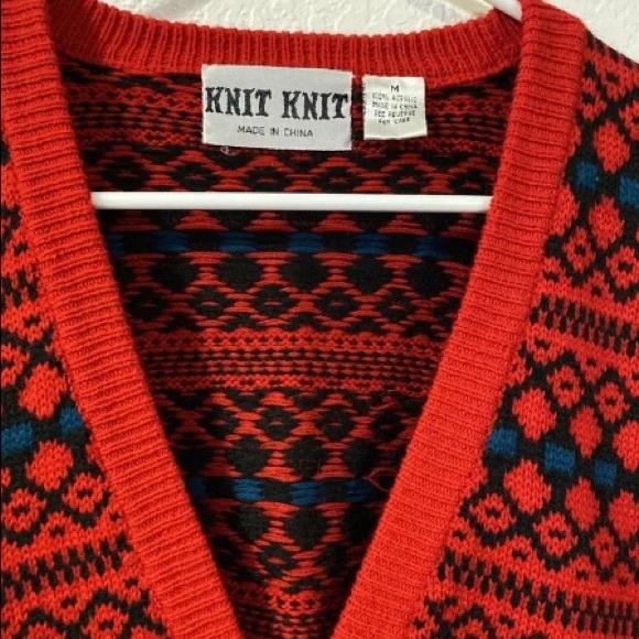 KNIT KNIT cardigan Red Made In China Size M - Picture 6 of 6